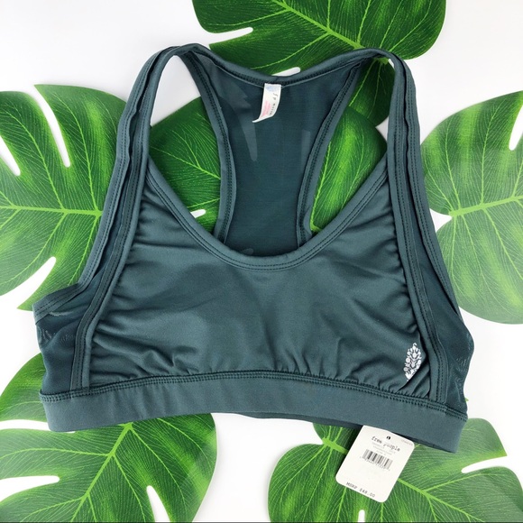 FREE PEOPLE Green NWT Sports Bra w/Mesh Detail XS - Picture 7 of 12